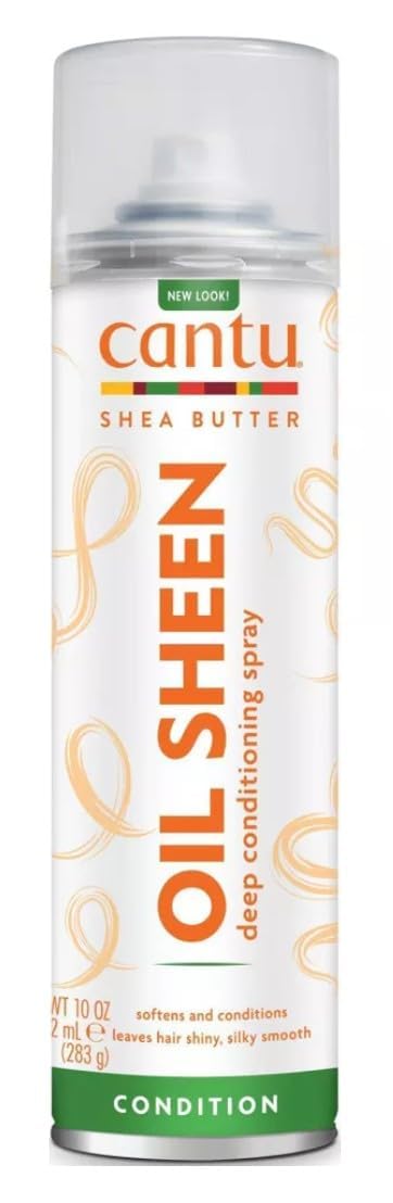 Cantu Shea Butter Oil Sheen deep conditioning spray 10 oz bottle white