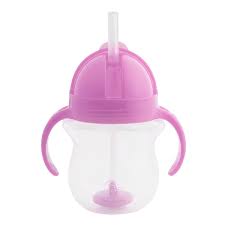 Munchkin Click Lock Tip & Sip purple straw cup 207ml with handles