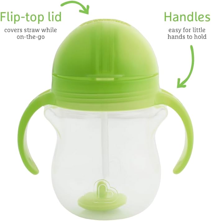 Munchkin Click Lock Tip & Sip green sippy cup 207ml with handles and flip-top lid