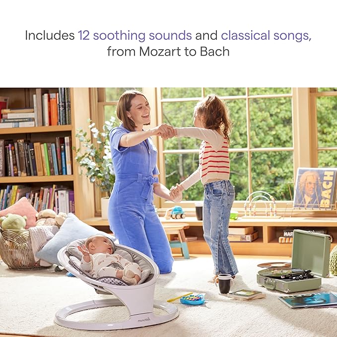 Munchkin Bluetooth enabled baby swing, grey, 5-20 lbs capacity