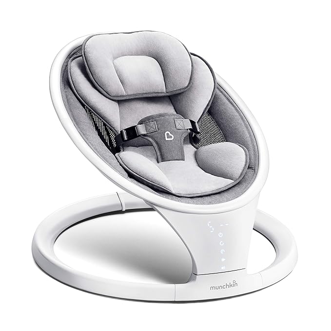 Munchkin Bluetooth enabled baby swing white grey seat 5-20 lbs