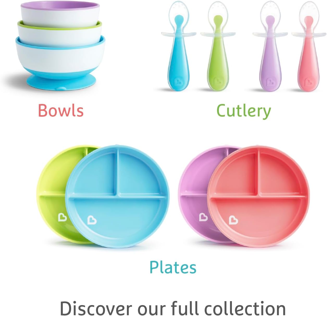 Munchkin Stay Put Suction Bowls 3-pack in blue, green and purple colours