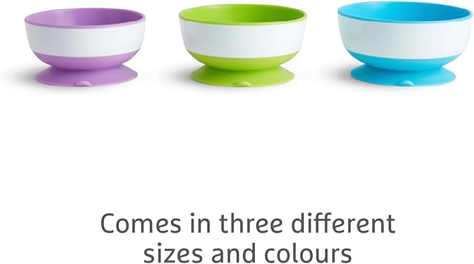 Munchkin Stay Put Suction Bowls 3-pack purple green blue 6M+