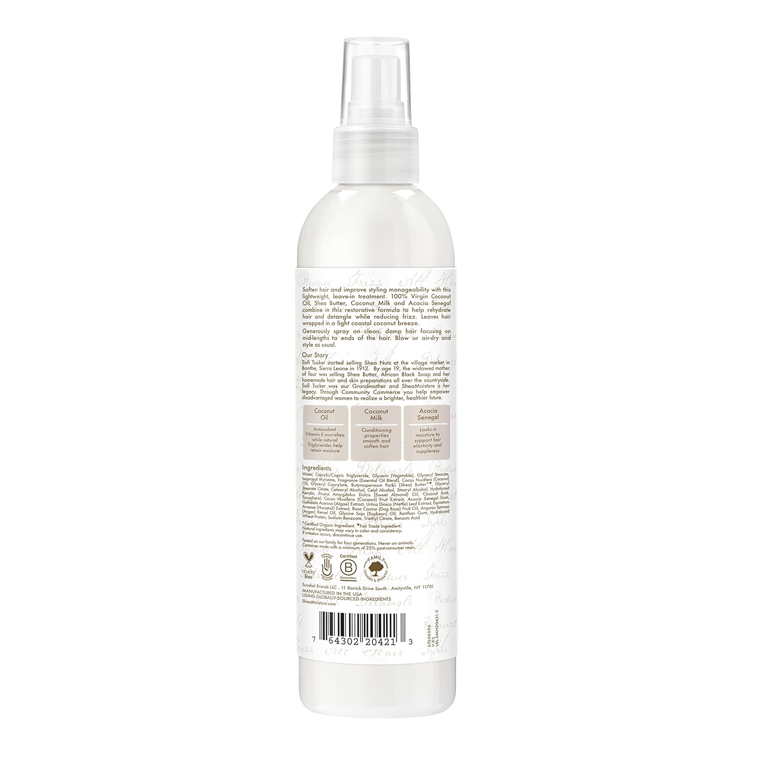 SheaMoisture 100% Virgin Coconut Oil Leave-In Treatment spray bottle 237ml