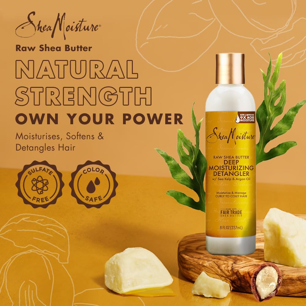SheaMoisture Raw Shea Butter Deep Moisturising Detangler 8 fl oz bottle with gold cap