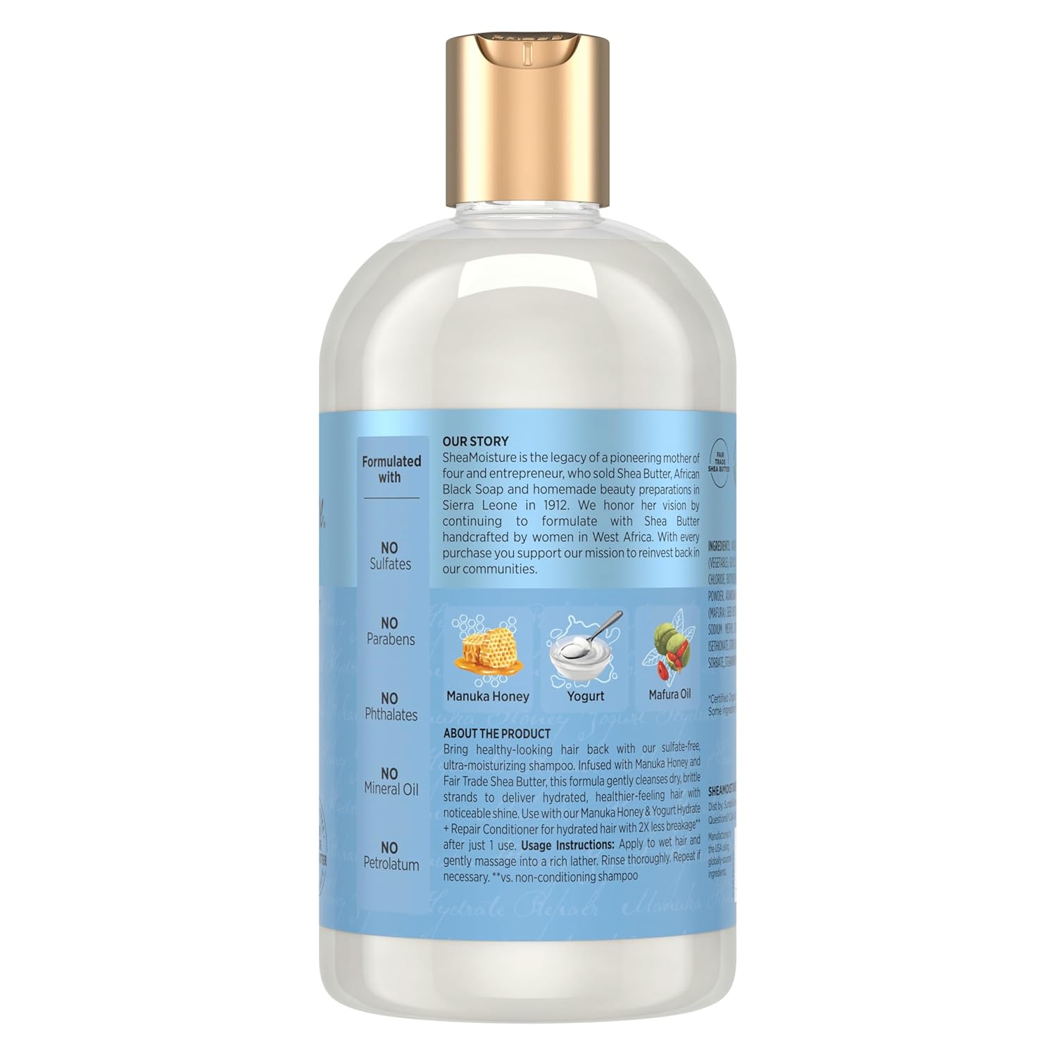 SheaMoisture Manuka Honey & Yogurt Hydrate & Repair Shampoo 384ml bottle