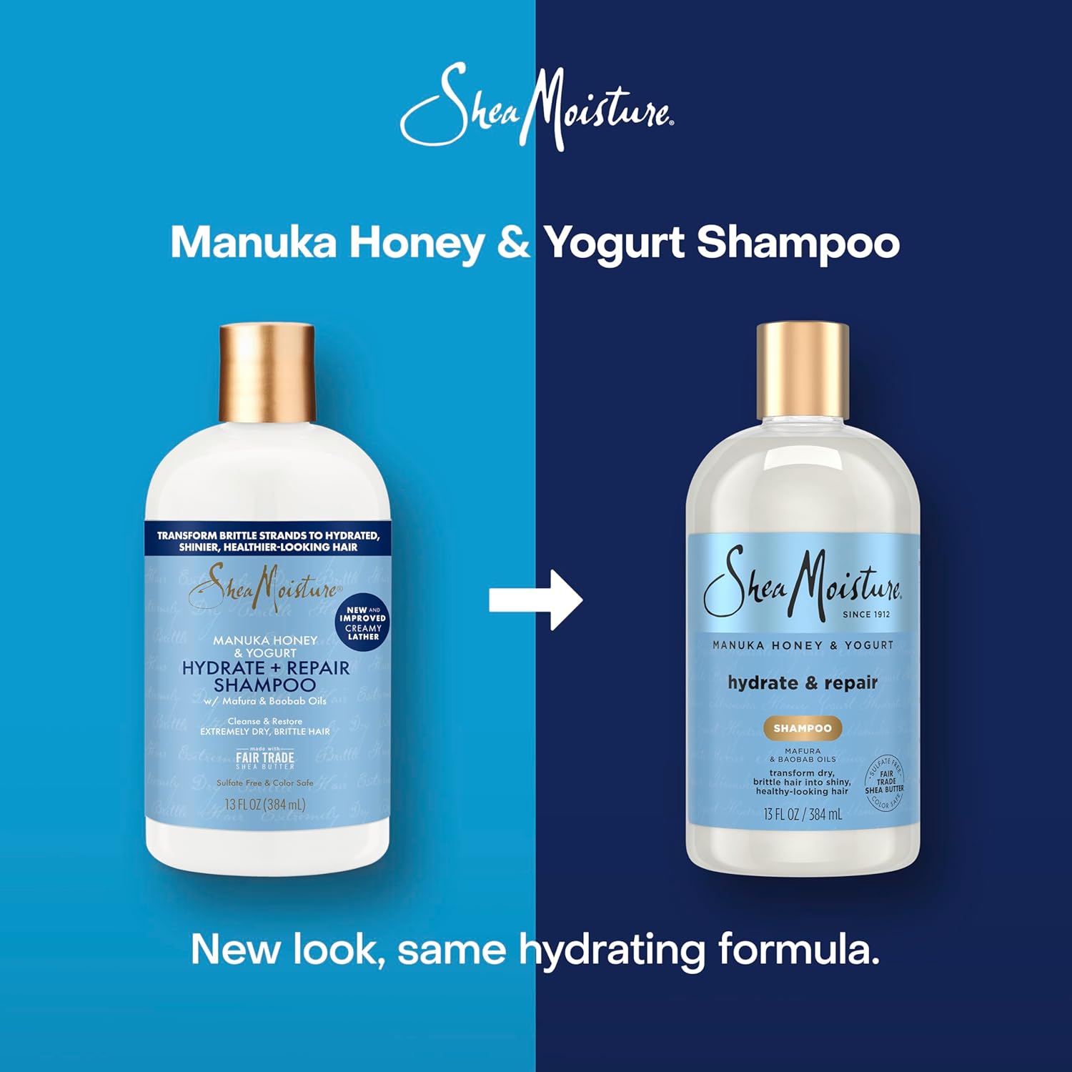 SheaMoisture Manuka Honey & Yogurt Hydrate & Repair Shampoo 384ml bottle