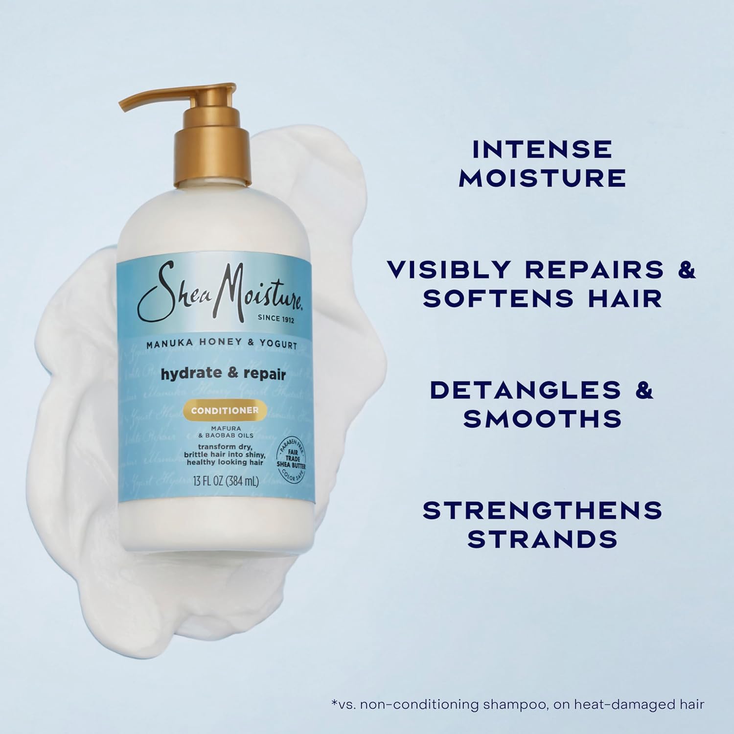 SheaMoisture Manuka Honey & Yogurt hydrate & repair conditioner 384ml bottle