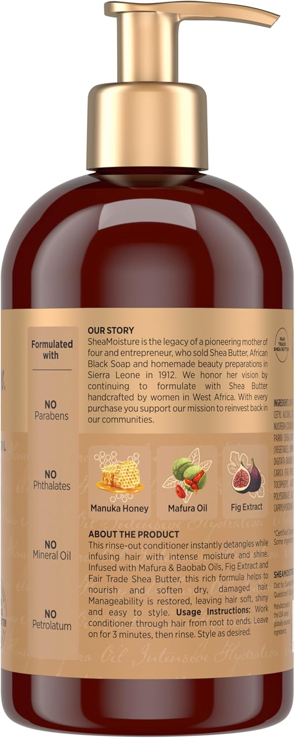 SheaMoisture Manuka Honey Mafura Oil Intensive Hydration Conditioner 384ml pump bottle