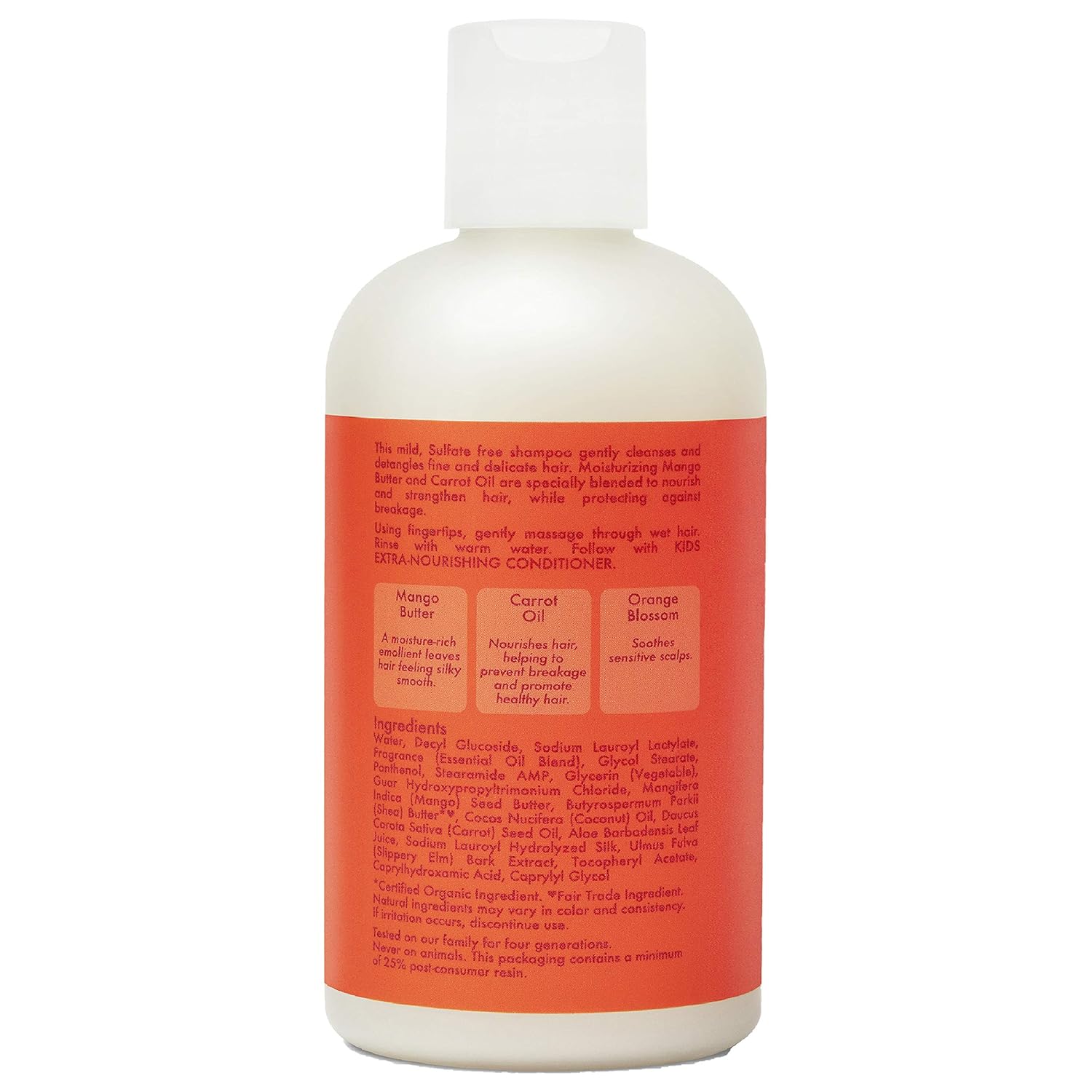 SheaMoisture Mango & Carrot Kids Extra-Nourishing Shampoo 237ml bottle with orange label