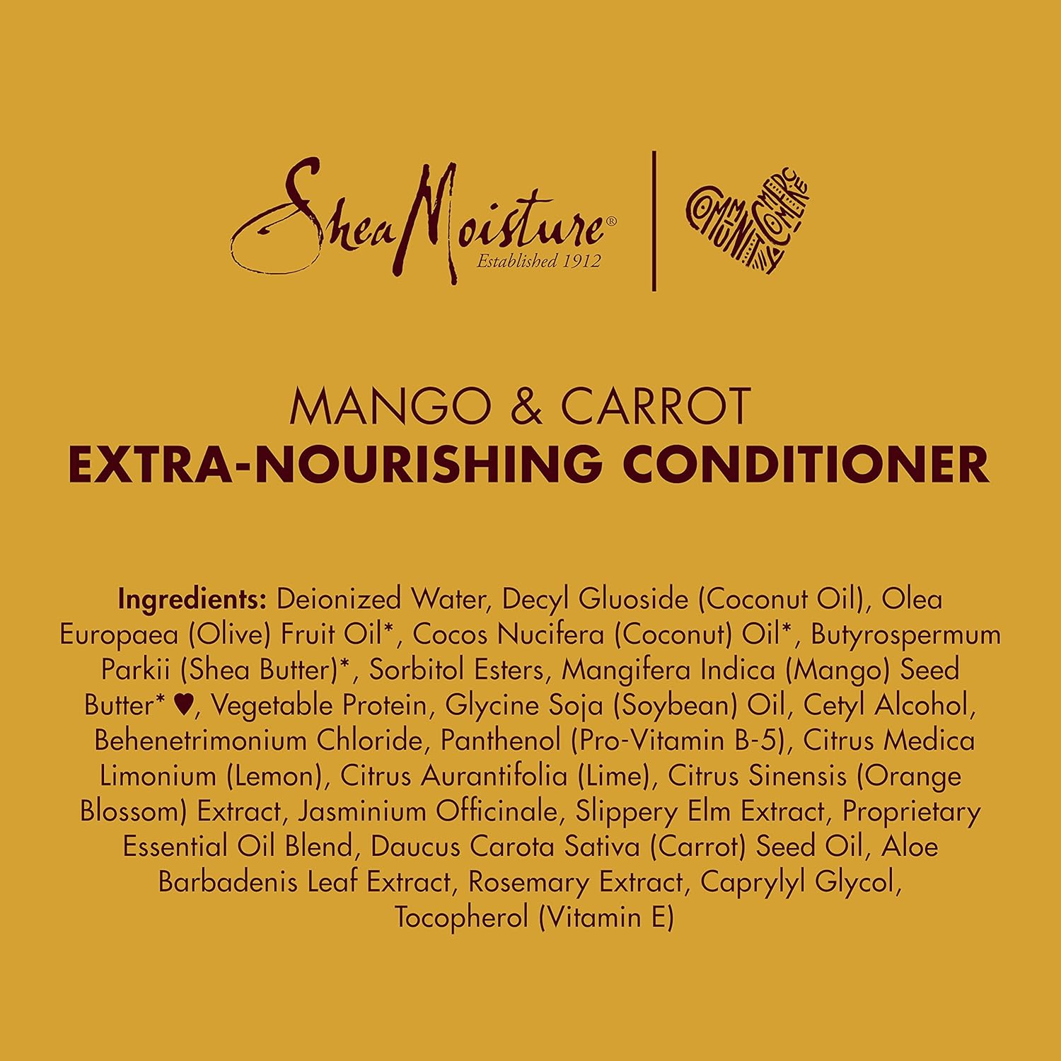 SheaMoisture Mango & Carrot Extra-Nourishing Conditioner 237ml bottle on gold background