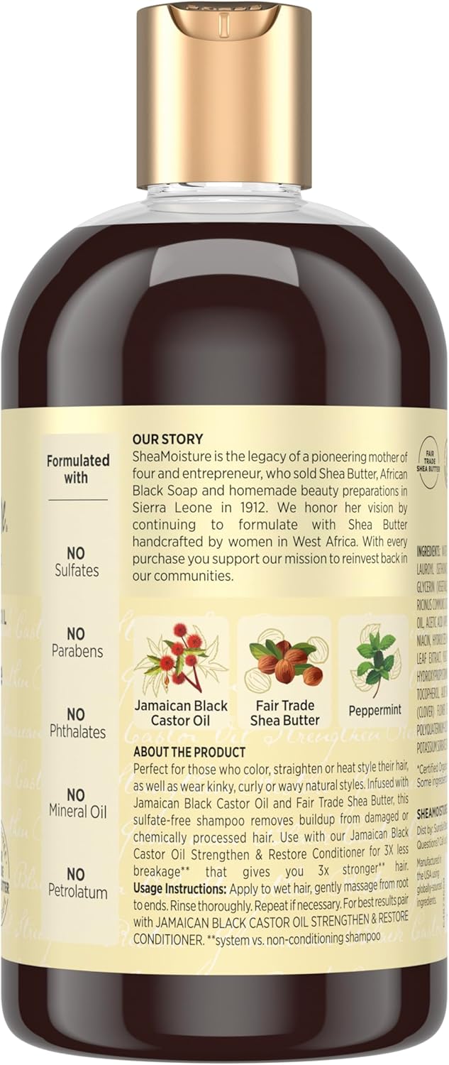 SheaMoisture Jamaican Black Castor Oil Strengthen Restore Shampoo 384ml bottle