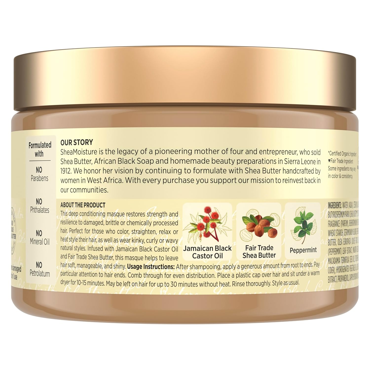 SheaMoisture Jamaican Black Castor Oil Strengthen and Restore Treatment Masque 340g jar