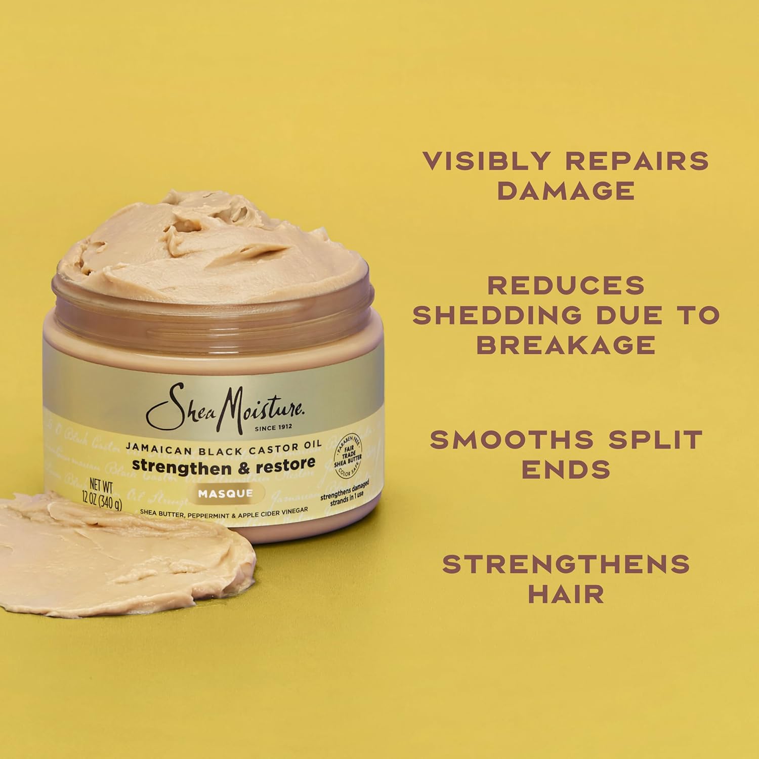 SheaMoisture Jamaican Black Castor Oil Strengthen & Restore Treatment Masque 12 oz jar