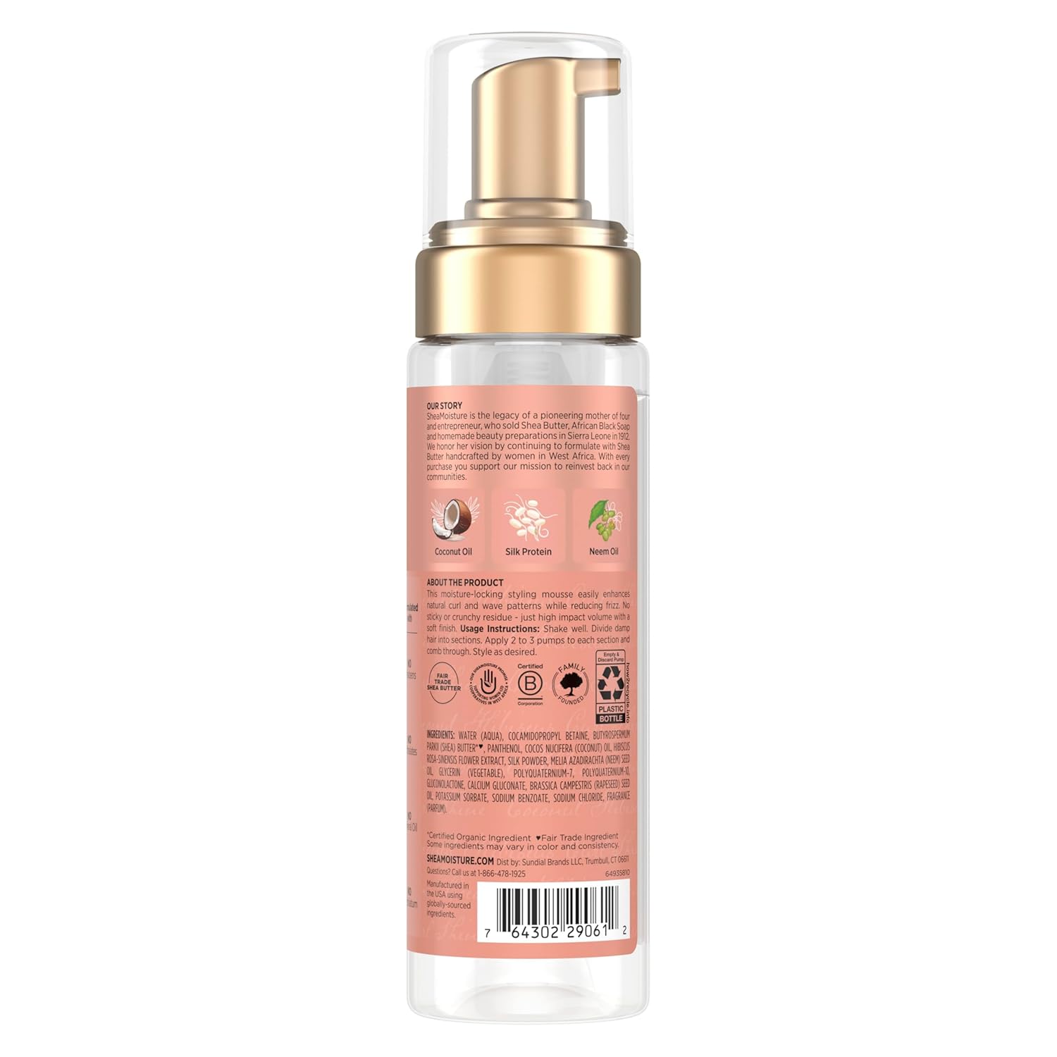SheaMoisture Coconut & Hibiscus Frizz-Free Curl Mousse in pump bottle