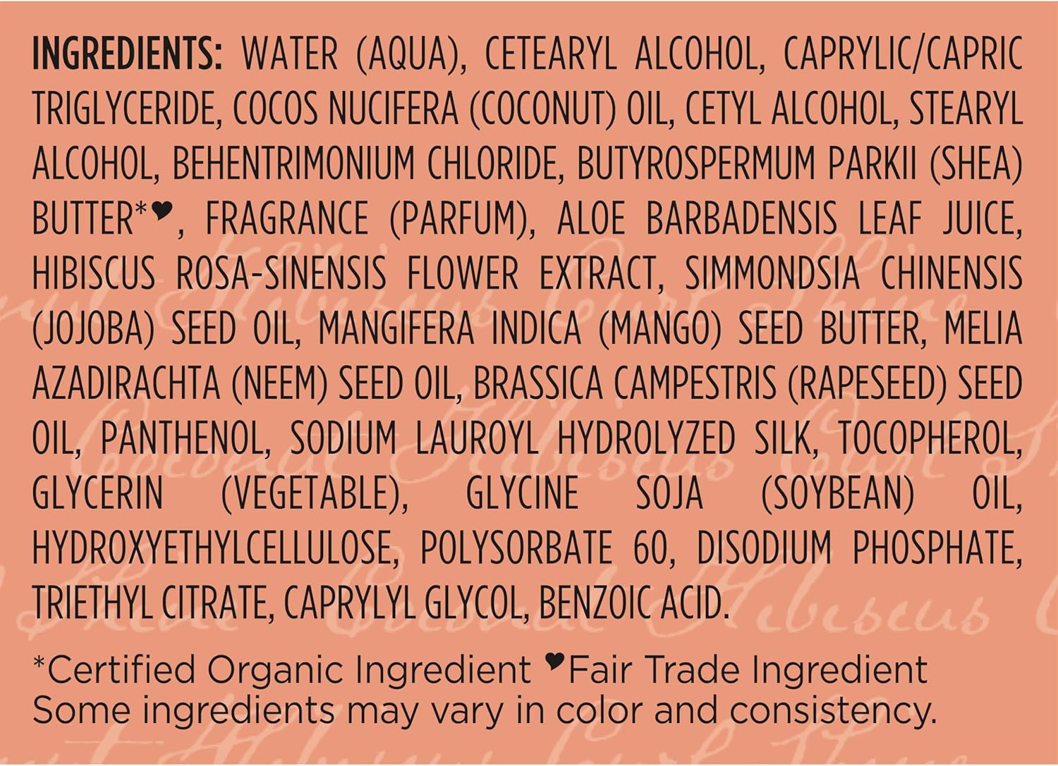 Shea Moisture Coconut & Hibiscus Curl & Shine Conditioner 384ml bottle ingredients label