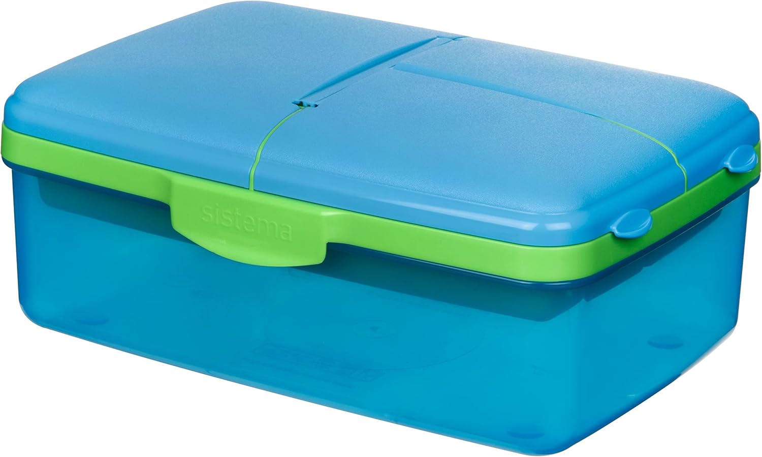 Sistema Slimline Quaddie 1.5L lunch box in blue and green