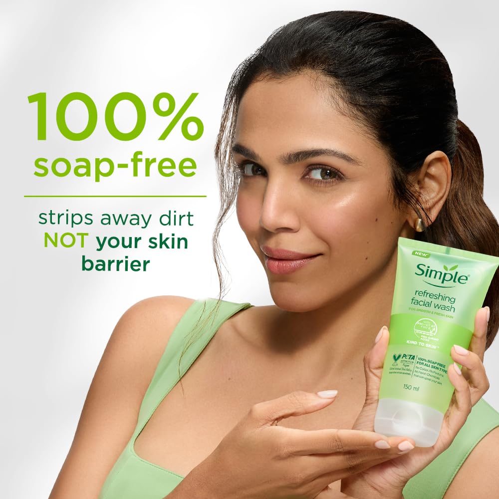 Simple Kind to Skin Refreshing Facial Wash 150ml green tube