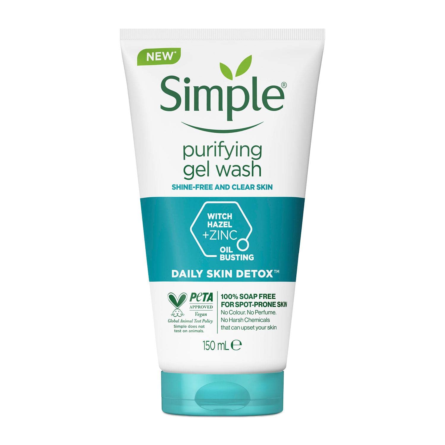 Simple Daily Skin Detox purifying gel facial wash 150ml tube