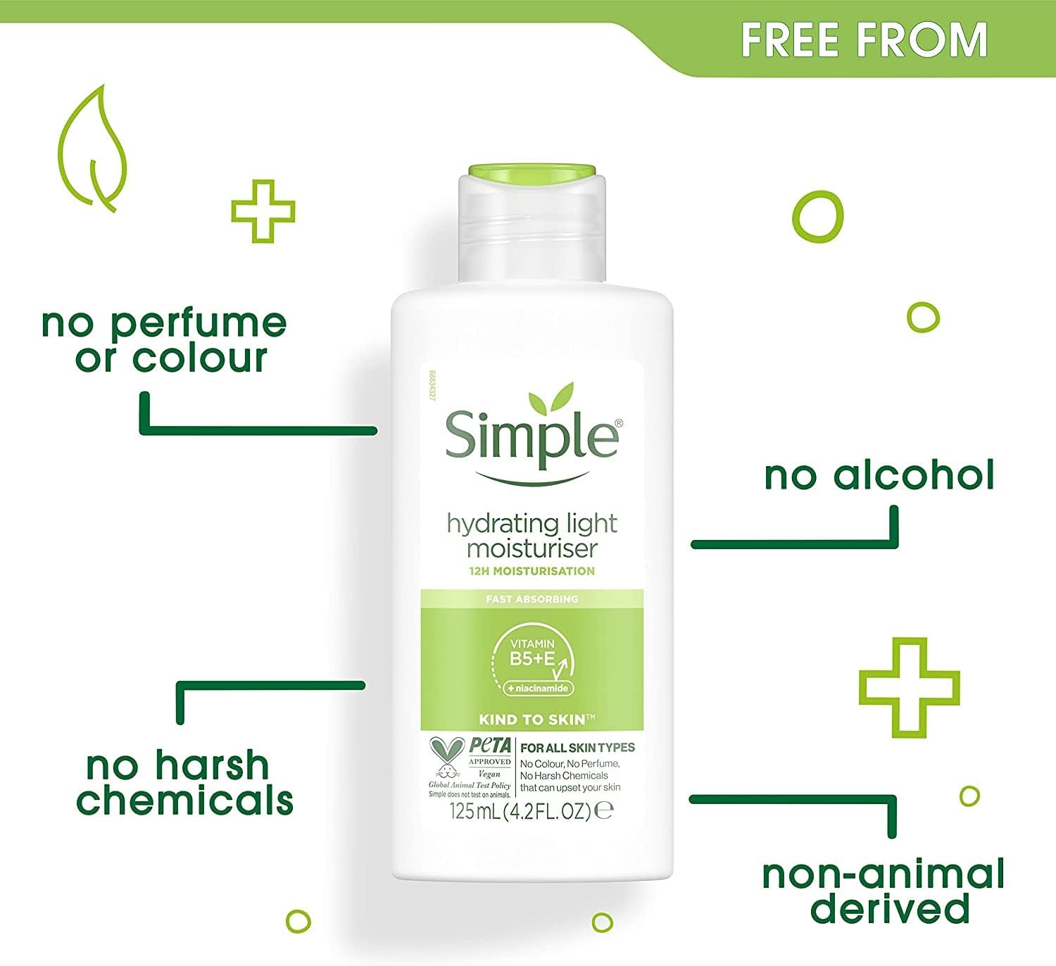 Simple Kind to Skin Hydrating Light Moisturiser 125ml white bottle green cap