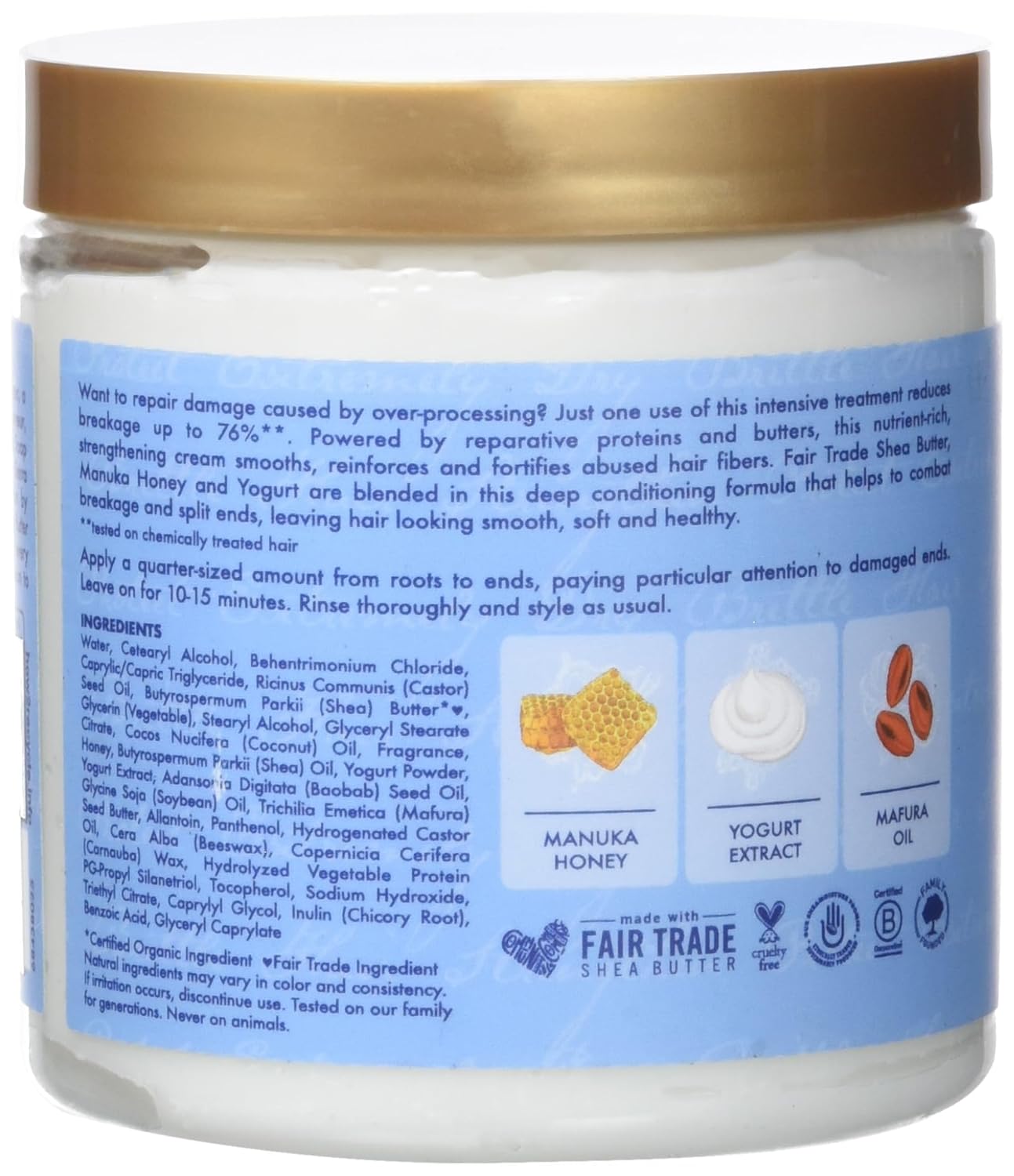 SheaMoisture Manuka Honey & Yogurt Hydrate Repair Protein Power Treatment 237ml jar