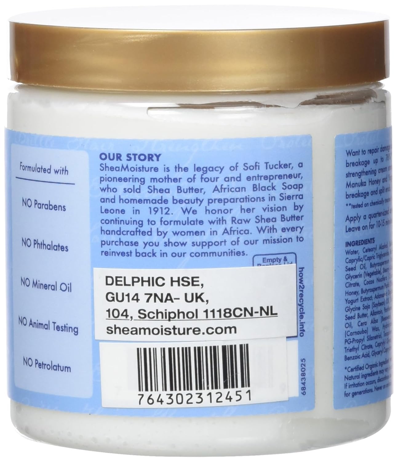 SheaMoisture Manuka Honey & Yogurt Hydrate Repair Protein Power Treatment 237ml jar