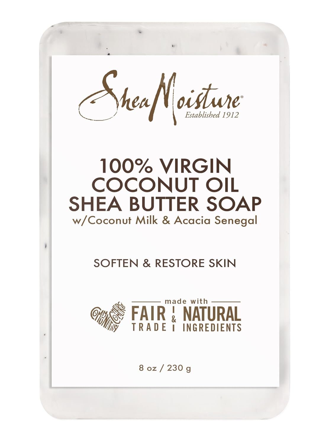 SheaMoisture 100% Virgin Coconut Oil Shea Butter Soap bar 230g with coconut milk