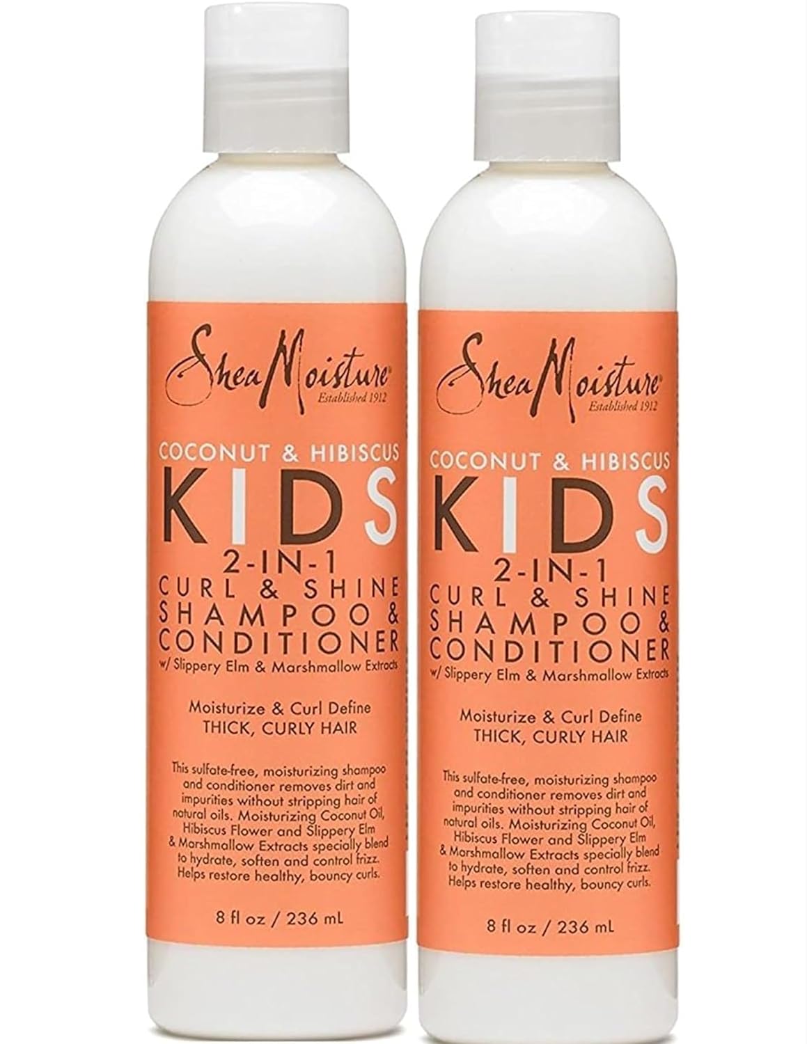 SheaMoisture Kids Coconut & Hibiscus 2-in-1 Curl & Shine Shampoo & Conditioner 236ml bottles