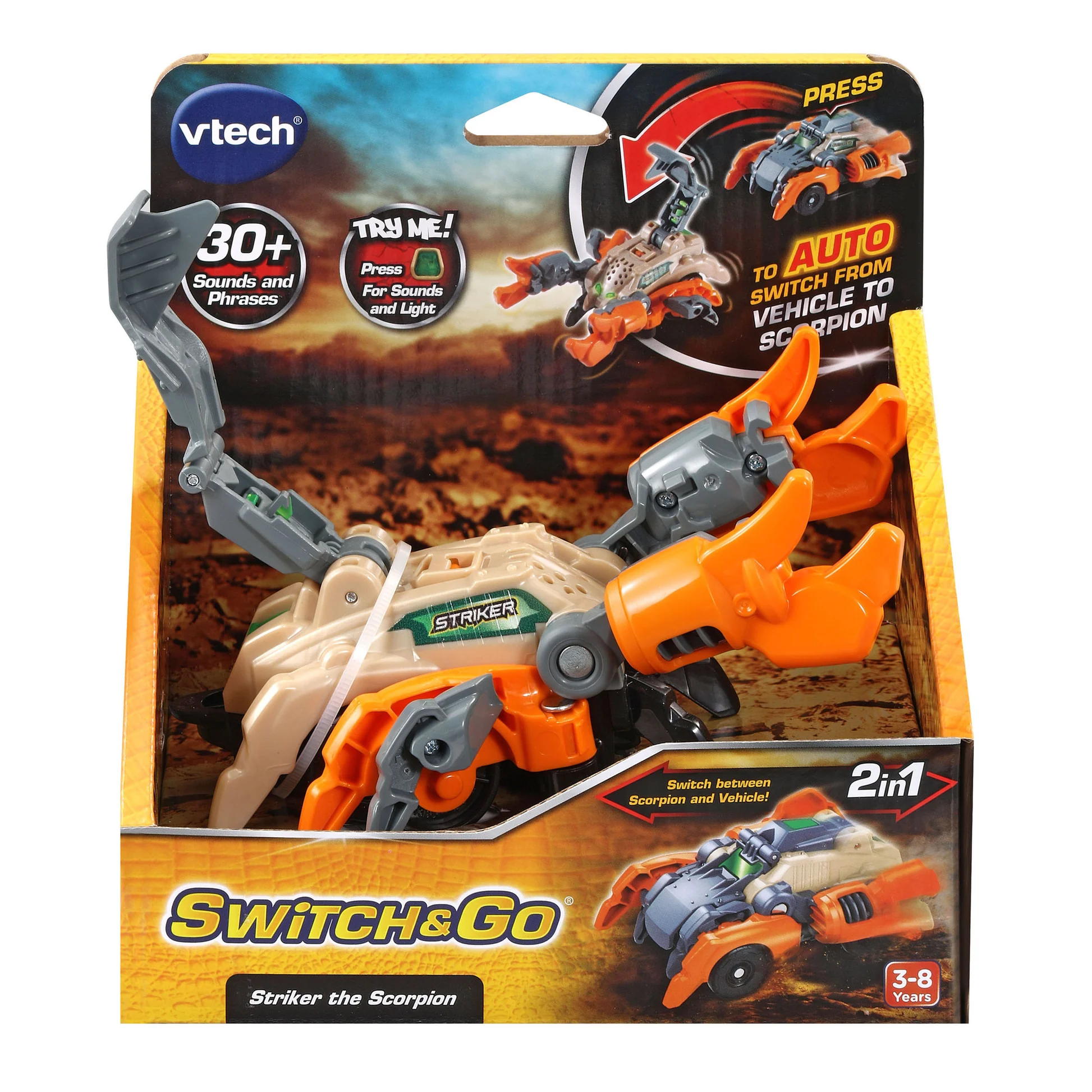 VTech Switch and Go Striker the Scorpion orange 2 in 1 toy vehicle