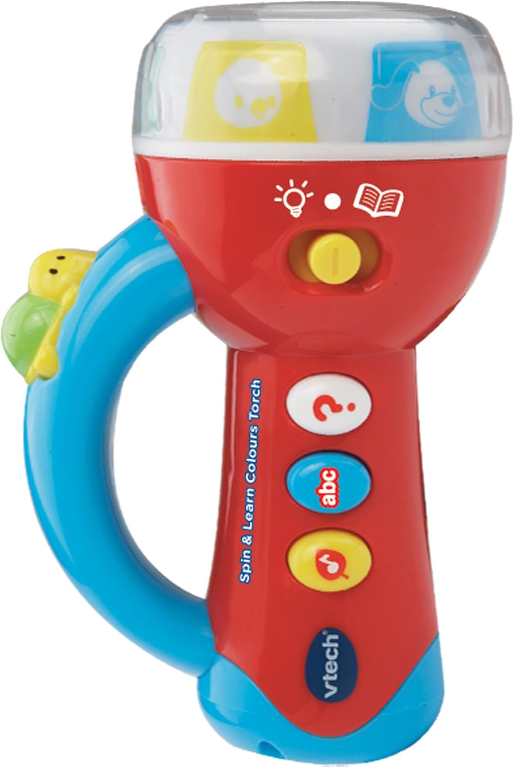 VTech Baby Spin & Learn Colours Torch red interactive toy with blue handle