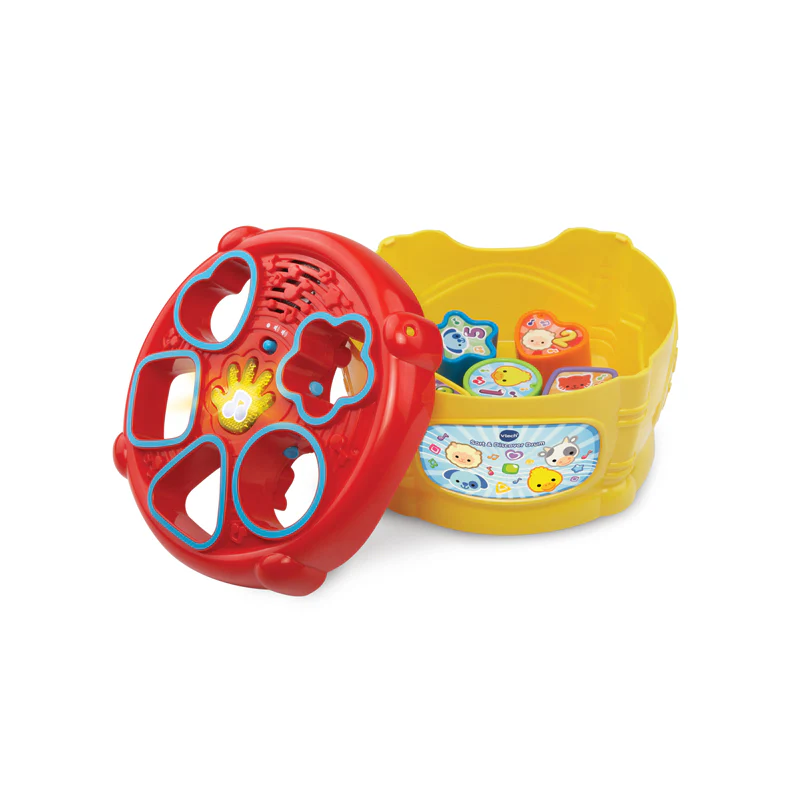 VTech Sort and Discover Drum red and yellow interactive toy