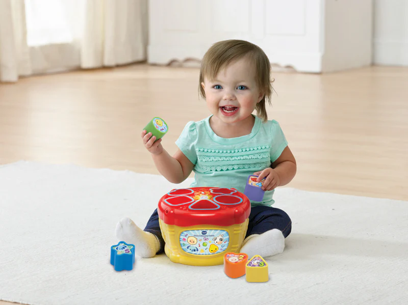 VTech Sort & Discover Drum with colourful shape sorter blocks