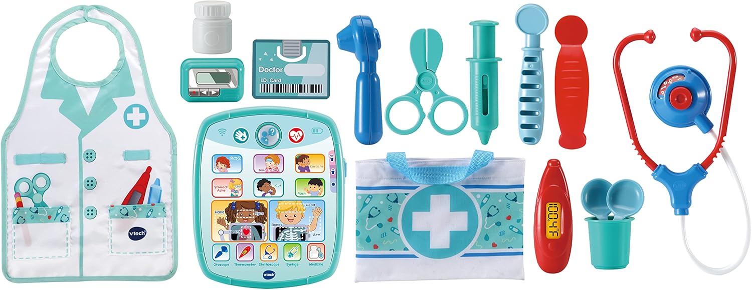 VTech Smart Medical Kit with turquoise and red accessories for ages 2-5 years
