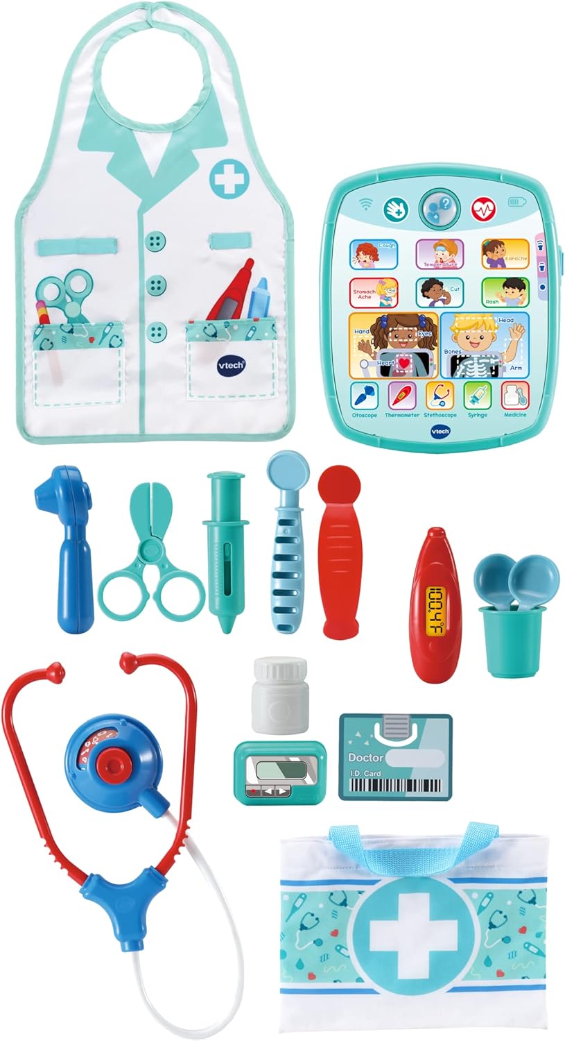 VTech Smart Medical Kit with turquoise apron, tablet and accessories for ages 2-5