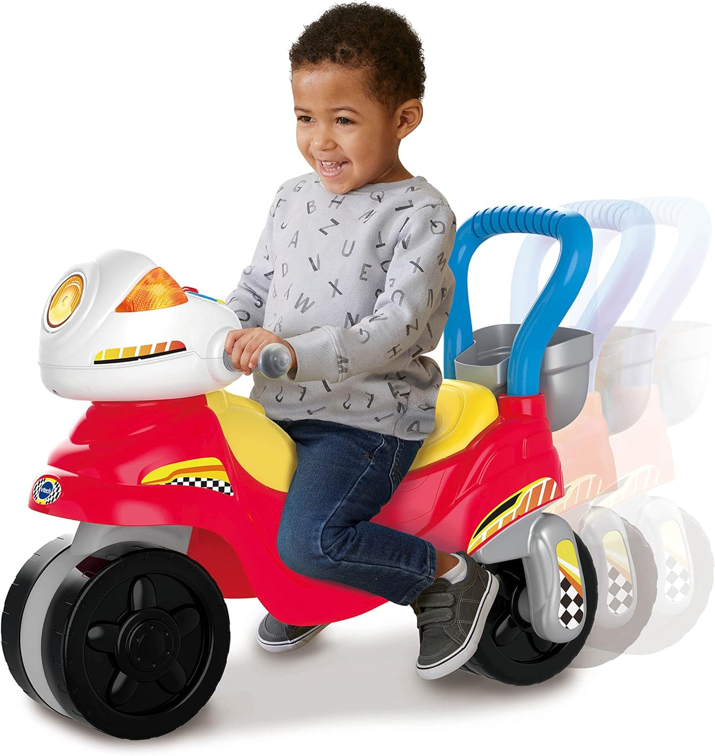 VTech 3-in-1 Ride With Me Motorbike in red and yellow for toddlers