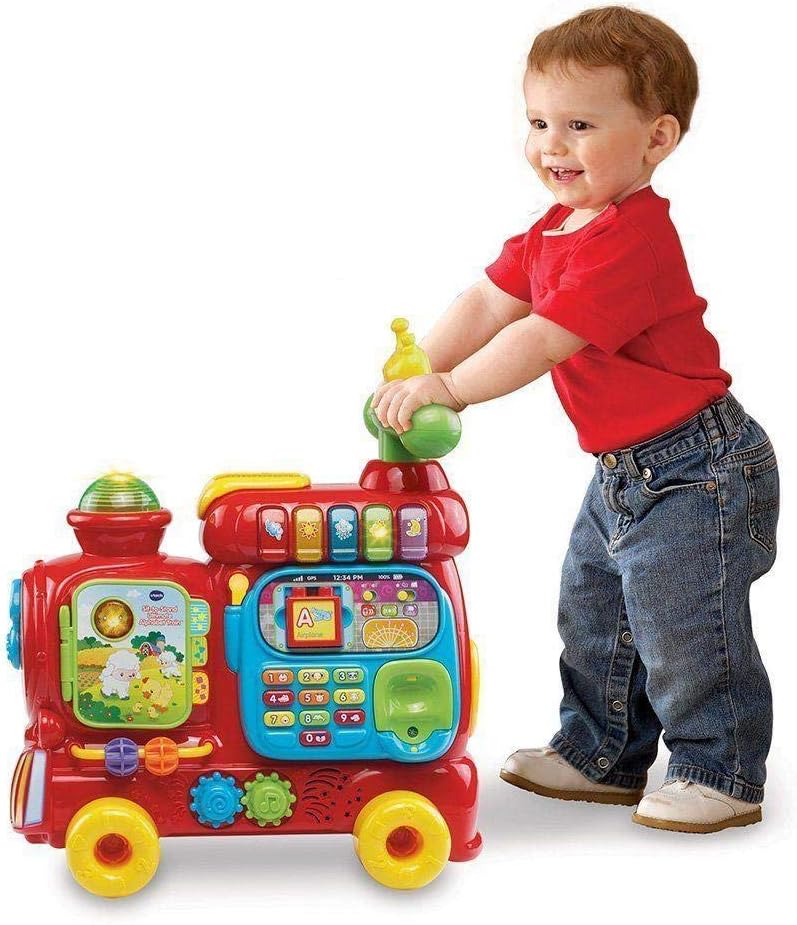 VTech Push & Ride Alphabet Train red interactive toy with yellow wheels