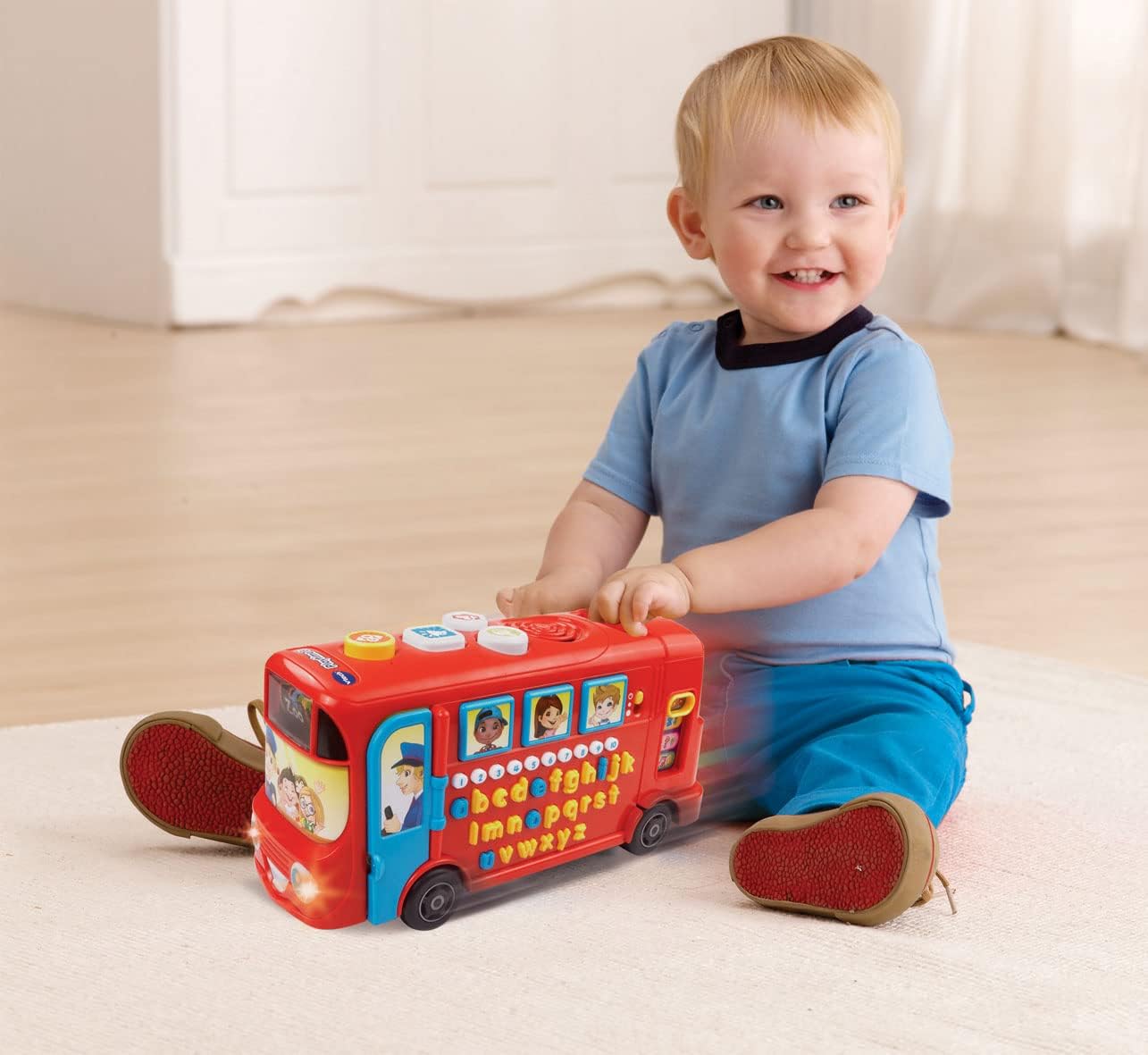 VTech Playtime Bus red interactive toy with phonics and learning features