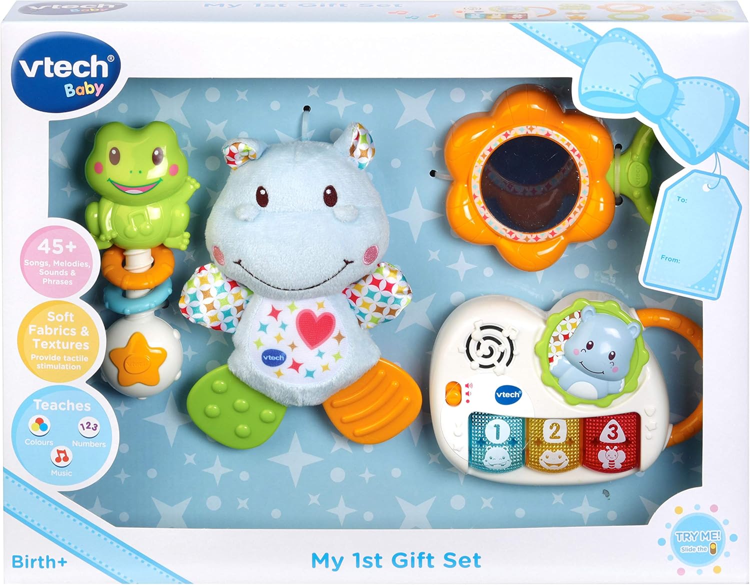 VTech Baby My 1st Gift Set blue with frog, hippo, flower and musical toy