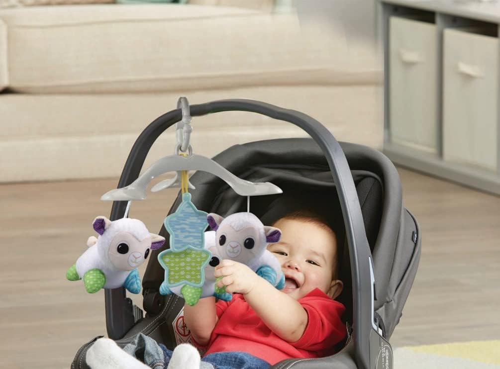 VTech Lullaby Lambs Mobile with white lamb toys and blue star attachment