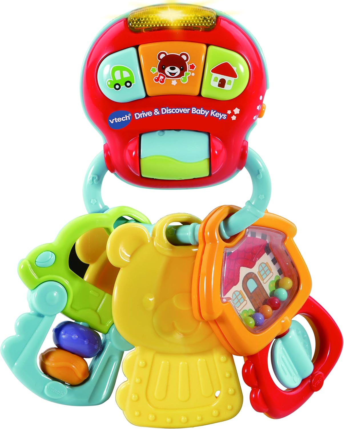 VTech Drive & Discover Baby Keys red interactive toy with car steering wheel and beads
