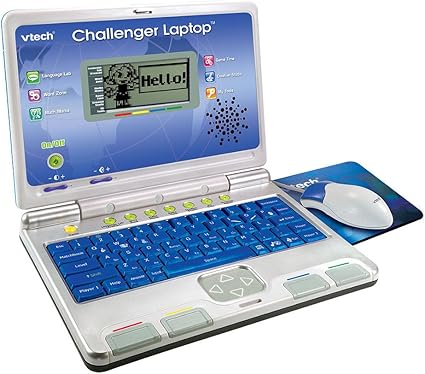 VTech Challenger Laptop blue and white educational toy with mouse