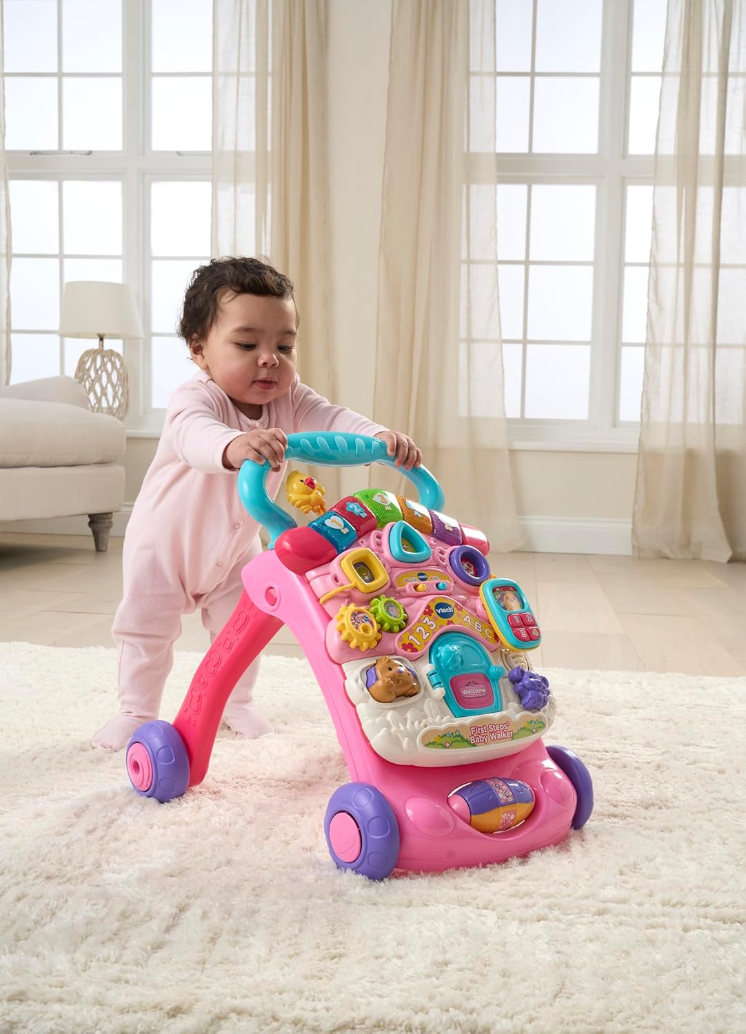 VTech First Steps Baby Walker pink with interactive activity panel
