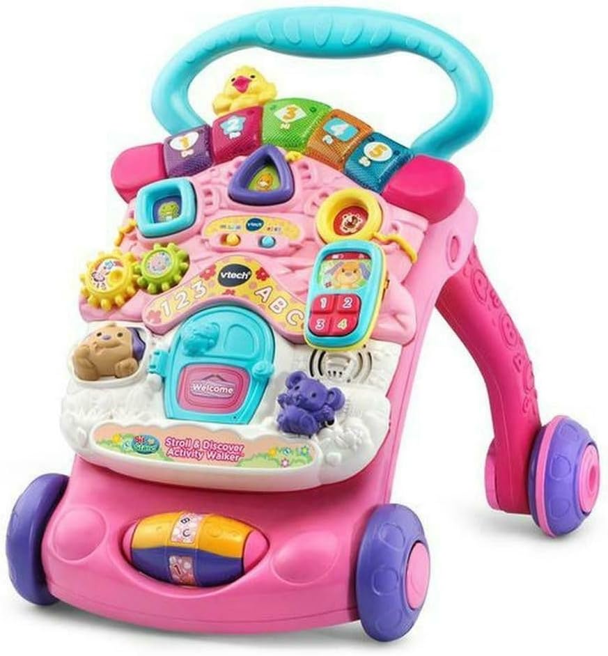 VTech First Steps Baby Walker pink with interactive activity panel and wheels