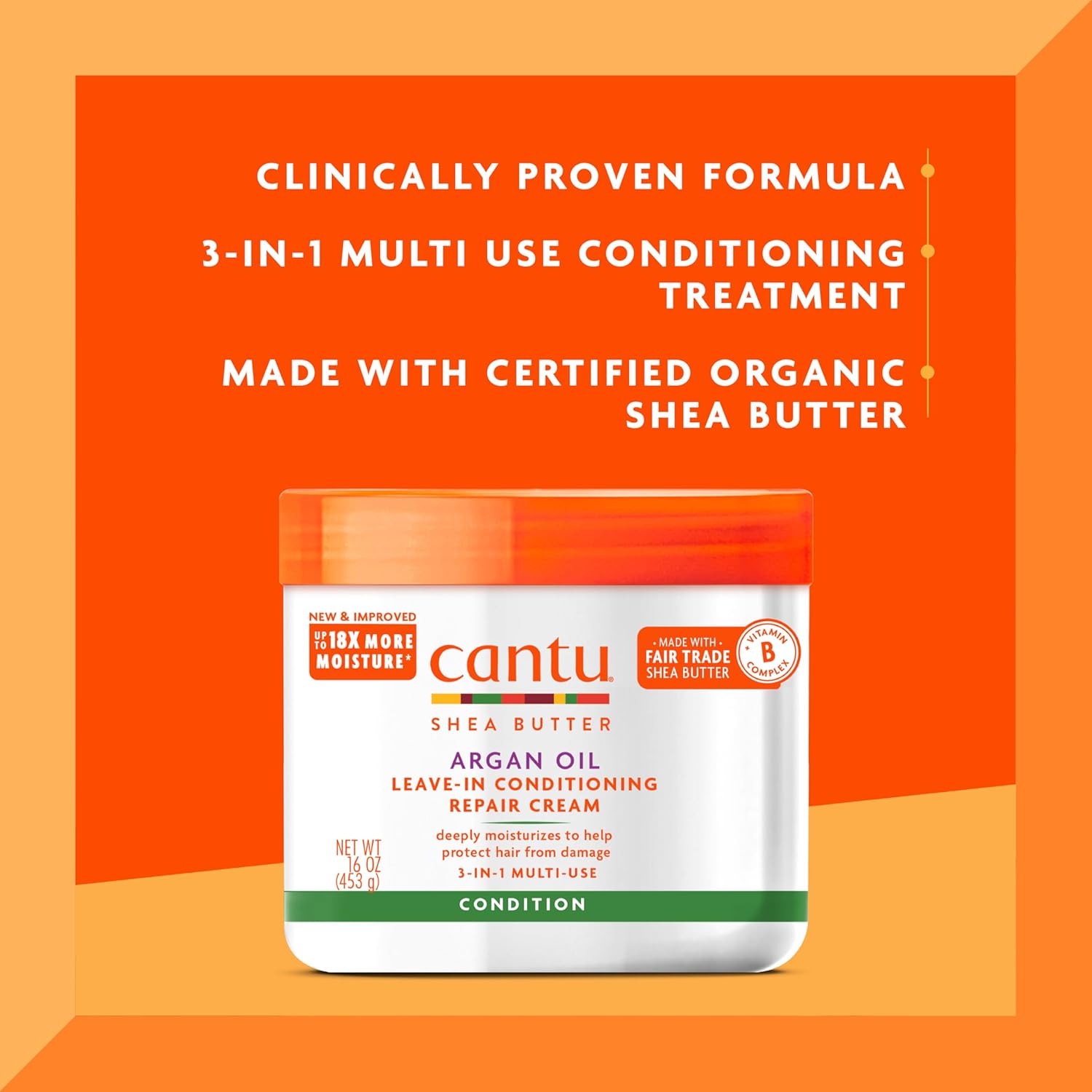 Cantu Shea Butter Argan Oil leave-in conditioning repair cream 453g jar