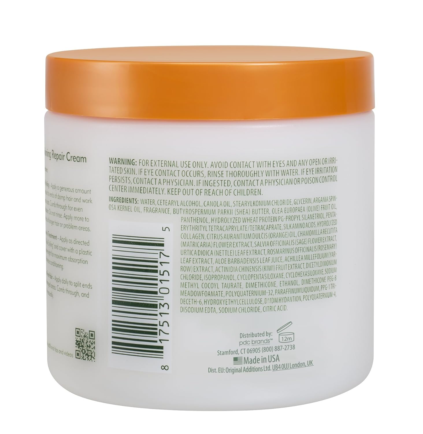 Cantu Argan Oil Leave-In Conditioning Repair Cream 16 oz jar with orange lid