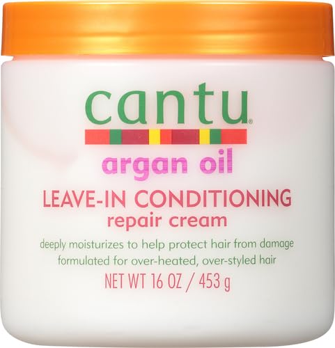 Cantu Argan Oil Leave-In Conditioning Repair Cream 16 oz jar with orange lid