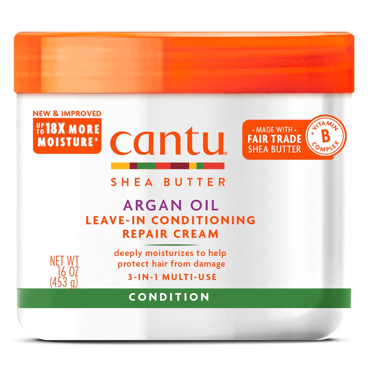 Cantu Shea Butter Argan Oil Leave-In Conditioning Repair Cream 16 oz jar