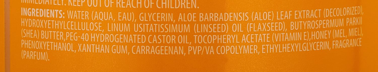 Cantu Flaxseed Smoothing Cream Gel 453g orange packaging with ingredients list