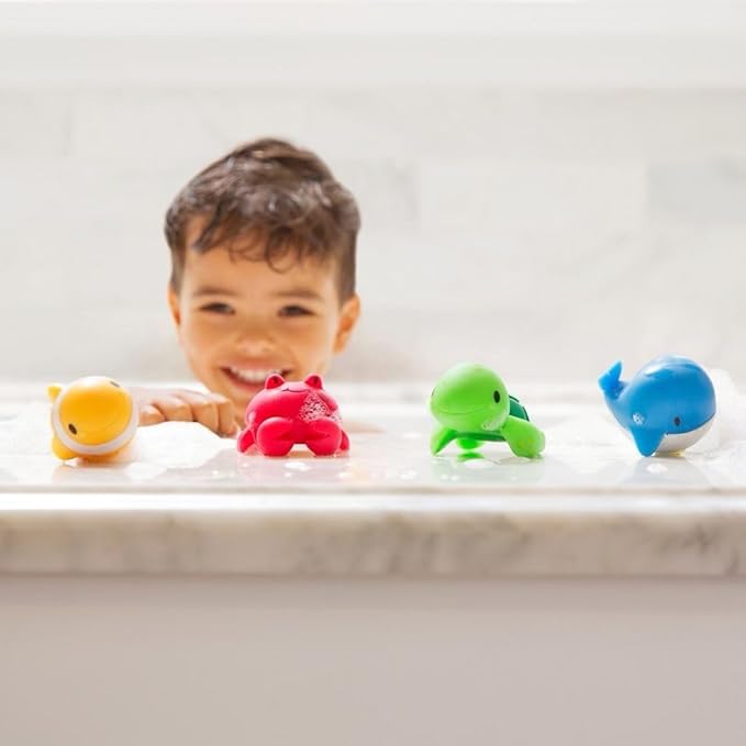 Munchkin Ocean Buddies bath squirters four-pack yellow red green blue