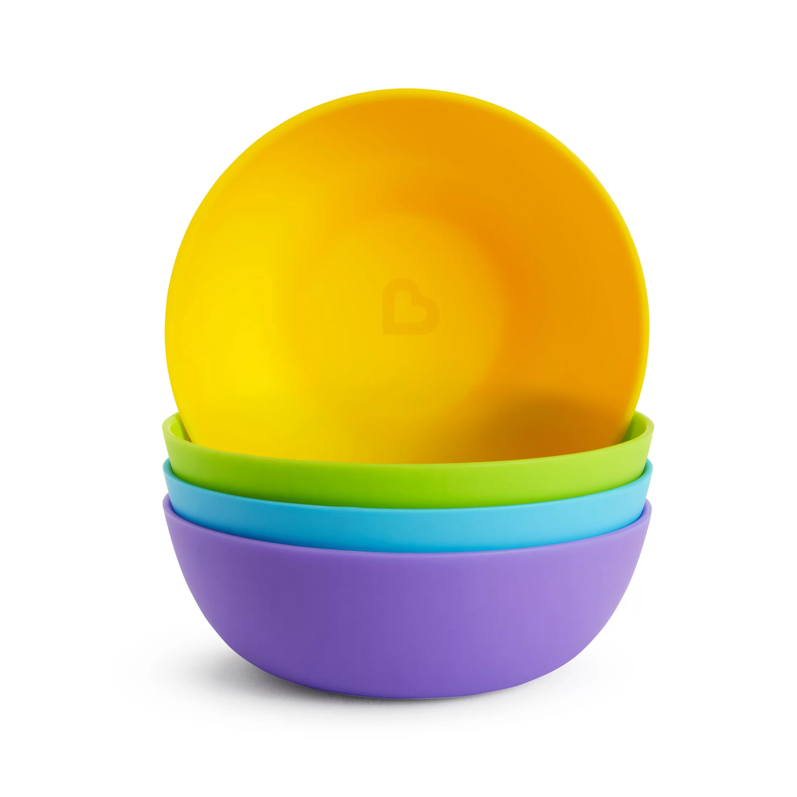Munchkin Multi Bowls set of four nesting bowls in yellow, green, blue and purple